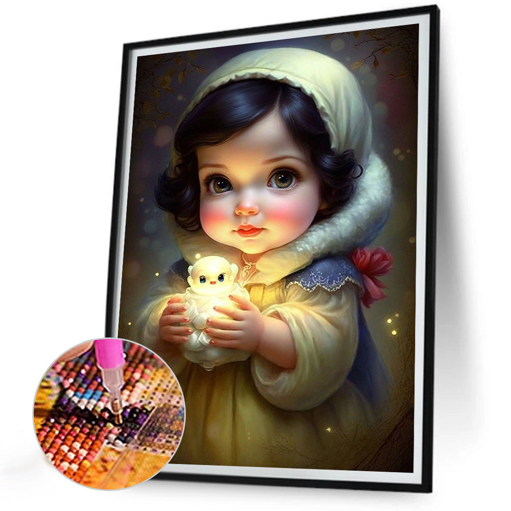 Little Girl And Cute Pet - Full Round Drill Diamond Painting 30*40CM