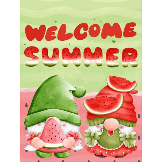 Summer Watermelon Gnome - Full Round Drill Diamond Painting 30*40CM