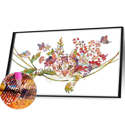 Blossom Cat - Full Round Drill Diamond Painting 40*30CM