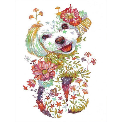 Blossom Puppy - Full Round Drill Diamond Painting 30*40CM