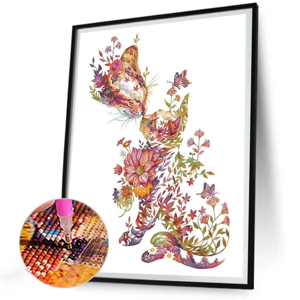 Blossom Cat - Full Round Drill Diamond Painting 30*40CM