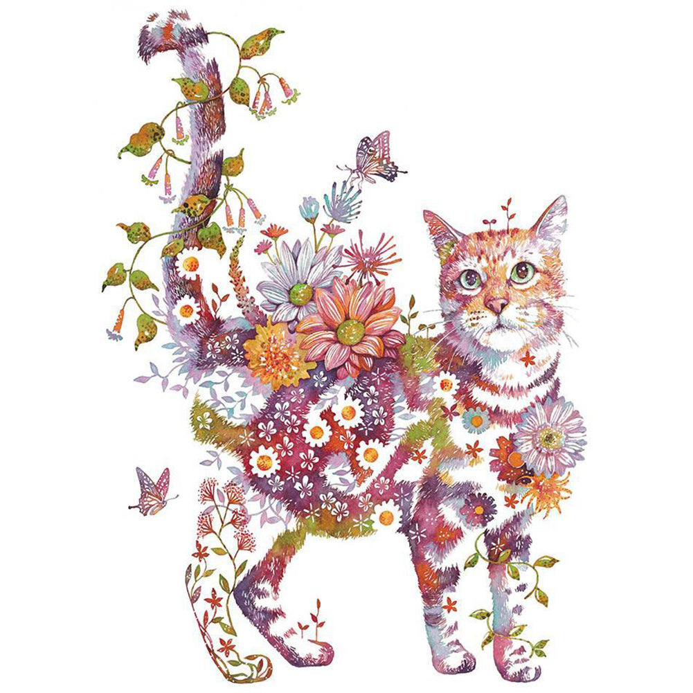 Blossom Cat - Full Round Drill Diamond Painting 30*40CM