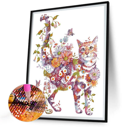 Blossom Cat - Full Round Drill Diamond Painting 30*40CM