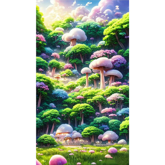 Fantasy Mushroom Garden - Full Round Drill Diamond Painting 45*80CM