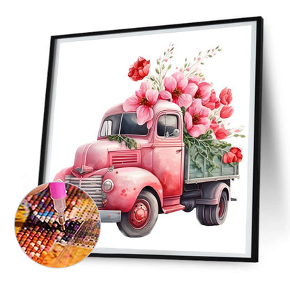 Pink Vintage Car - Full Round Drill Diamond Painting 30*30CM