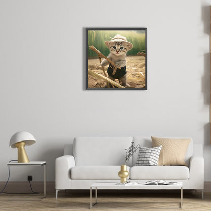 Working Cat - Full Round Drill Diamond Painting 30*30CM