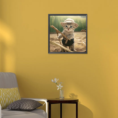 Working Cat - Full Round Drill Diamond Painting 30*30CM