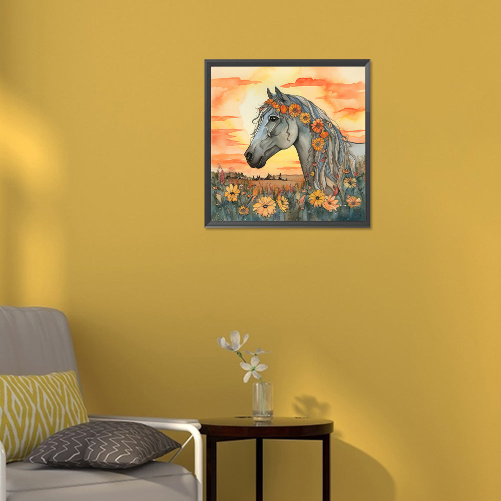 Field Horse - Full Round Drill Diamond Painting 30*30CM