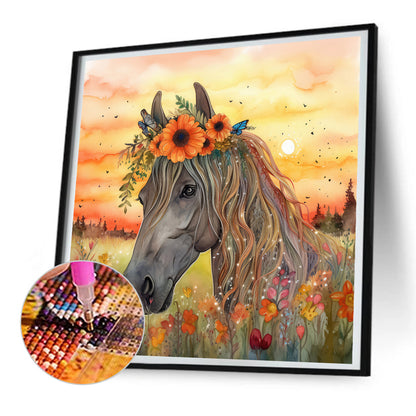 Field Horse - Full Round Drill Diamond Painting 30*30CM