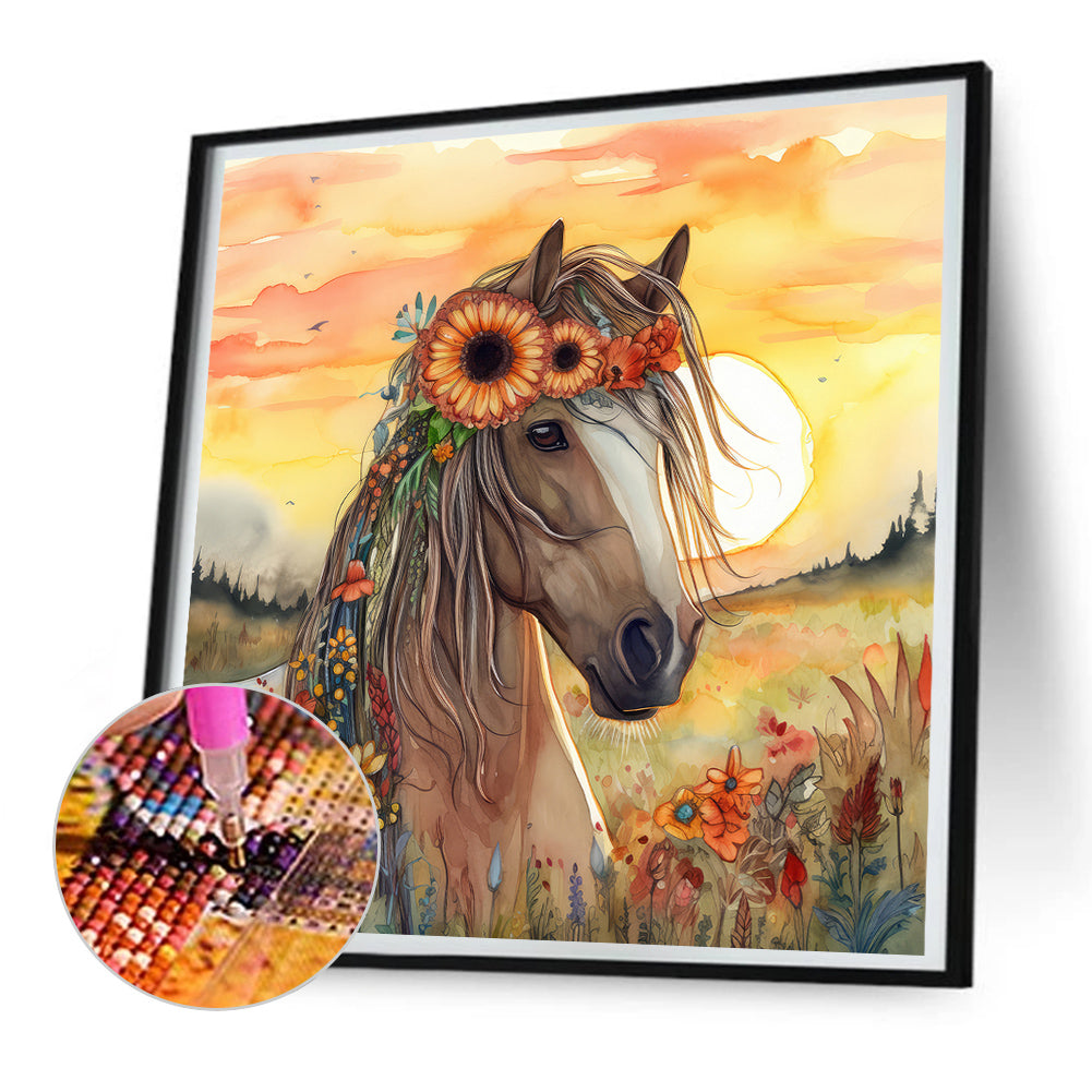 Field Horse - Full Round Drill Diamond Painting 30*30CM