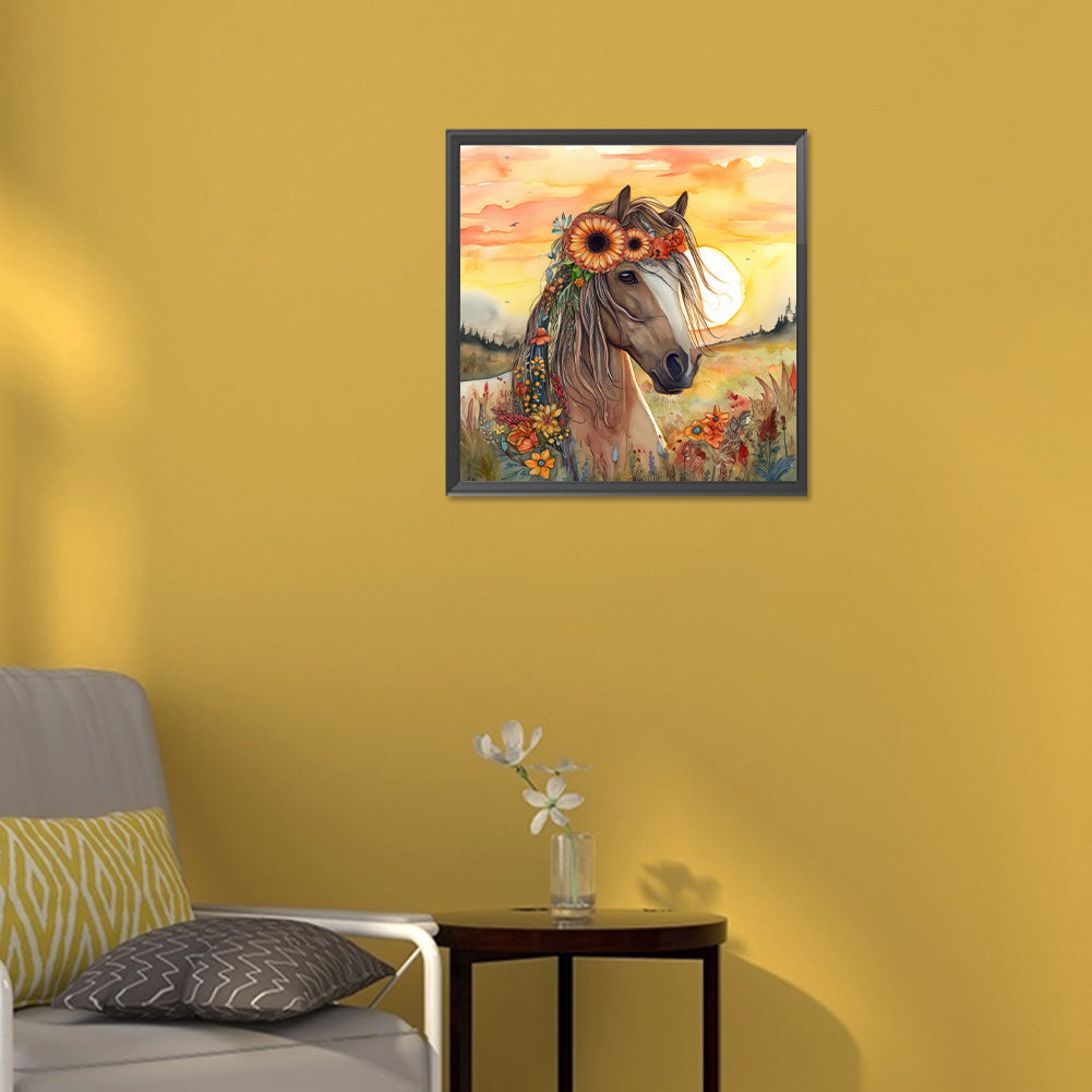 Field Horse - Full Round Drill Diamond Painting 30*30CM