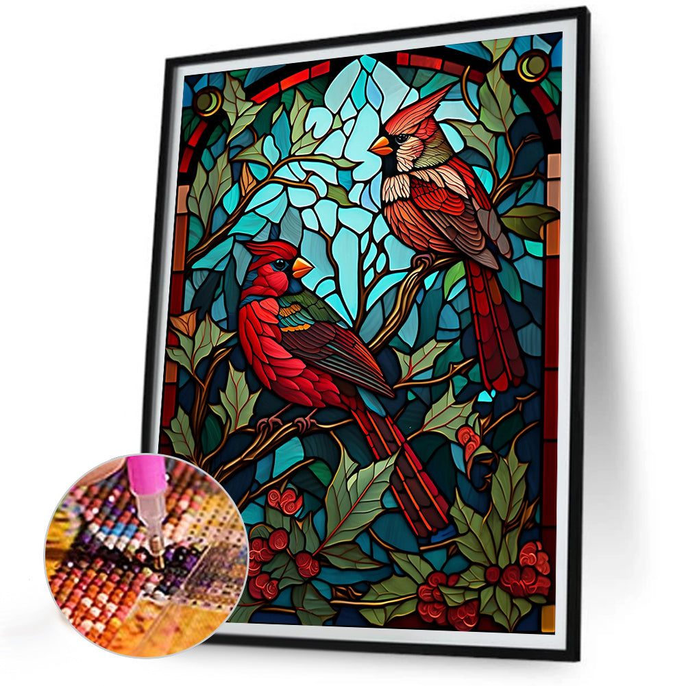 Cardinal Glass Painting - Full Round Drill Diamond Painting 30*40CM