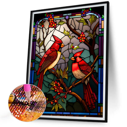 Cardinal Glass Painting - Full Round Drill Diamond Painting 30*40CM