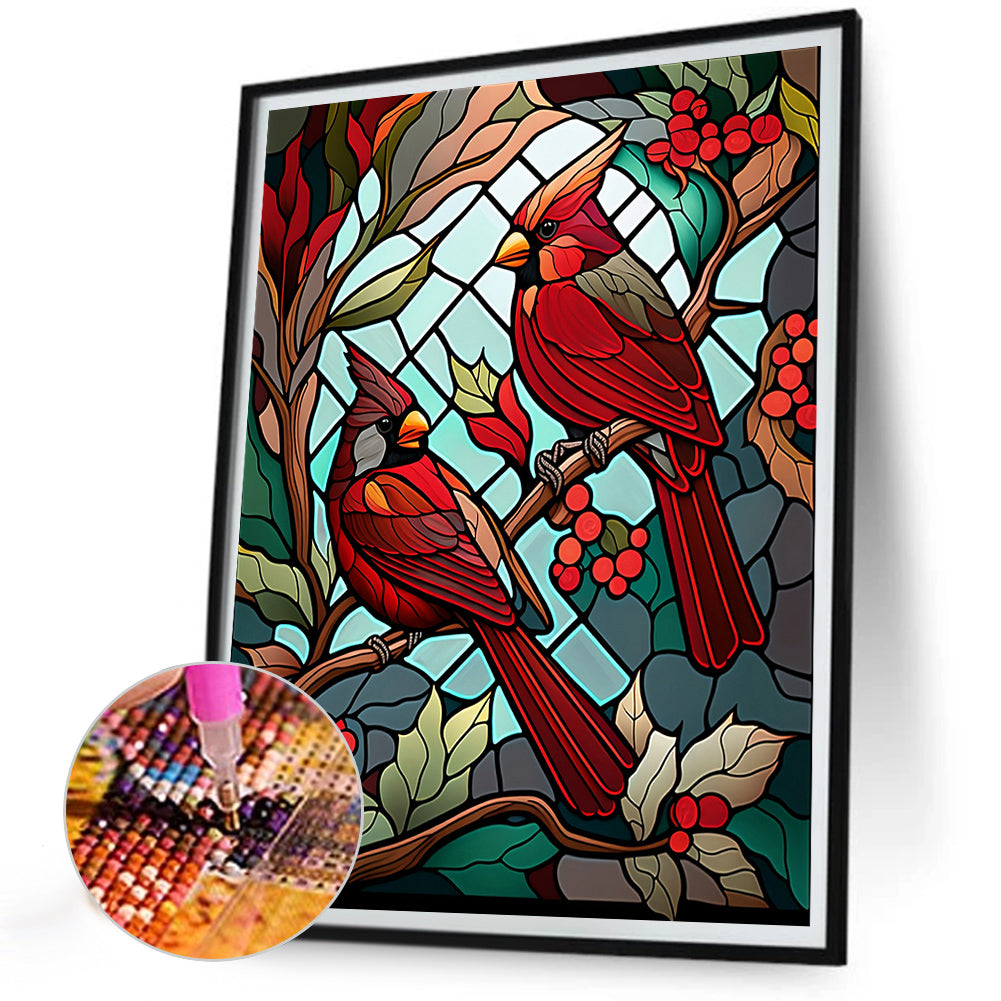 Cardinal Glass Painting - Full Round Drill Diamond Painting 30*40CM