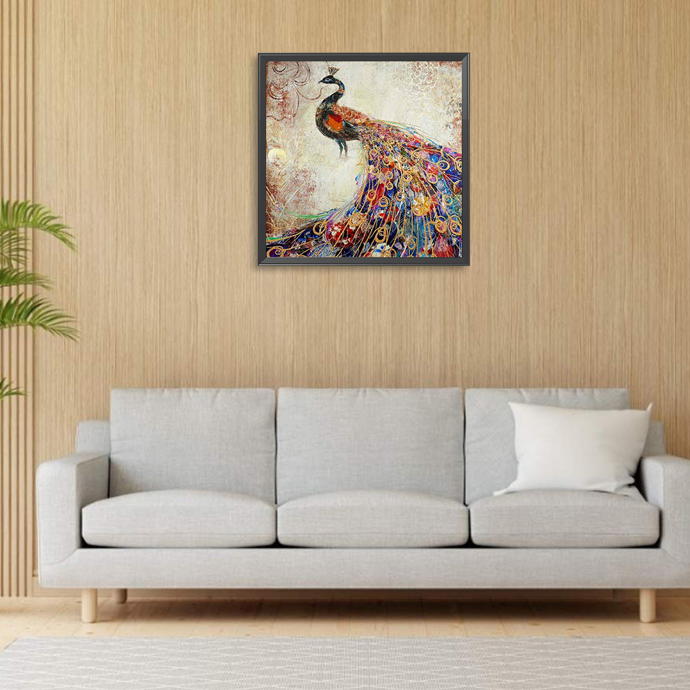 Peacock - Full Round Drill Diamond Painting 30*30CM