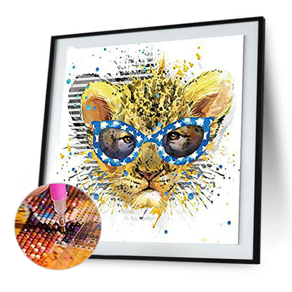 Animal Head With Sunglasses - Full Round Drill Diamond Painting 30*30CM