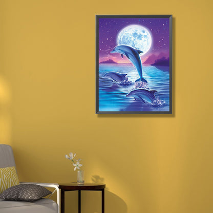 Jumping Dolphin - Full Round Drill Diamond Painting 50*60CM
