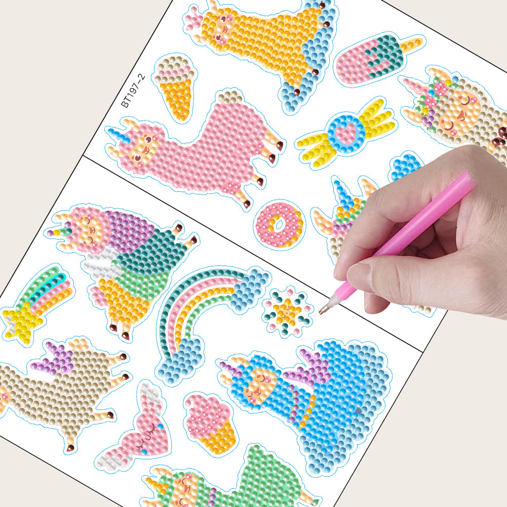 2pcs Diamond Painting Stickers Kits Animals 5D Gem Sticker DIY for Kids Beginner