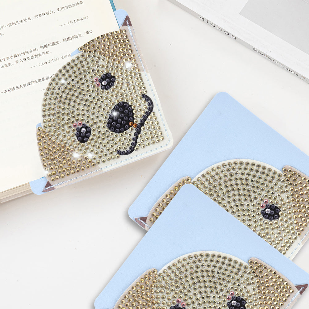 DIY Corner Bookmark 5D Rhinestone Book Mark Dog Dot Drill Book Mark for Presents