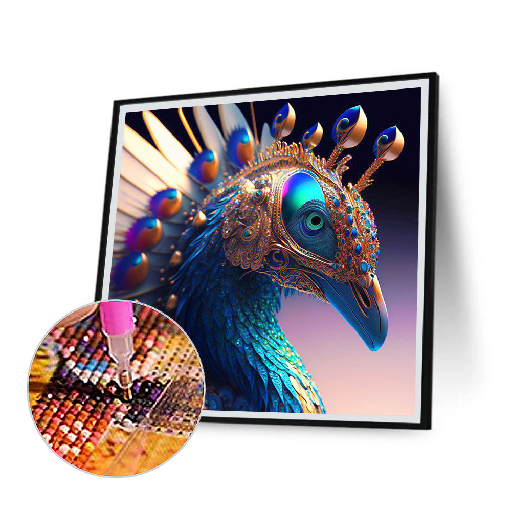 Peacock Head Looks Handsome - Full Round Drill Diamond Painting 30*30CM