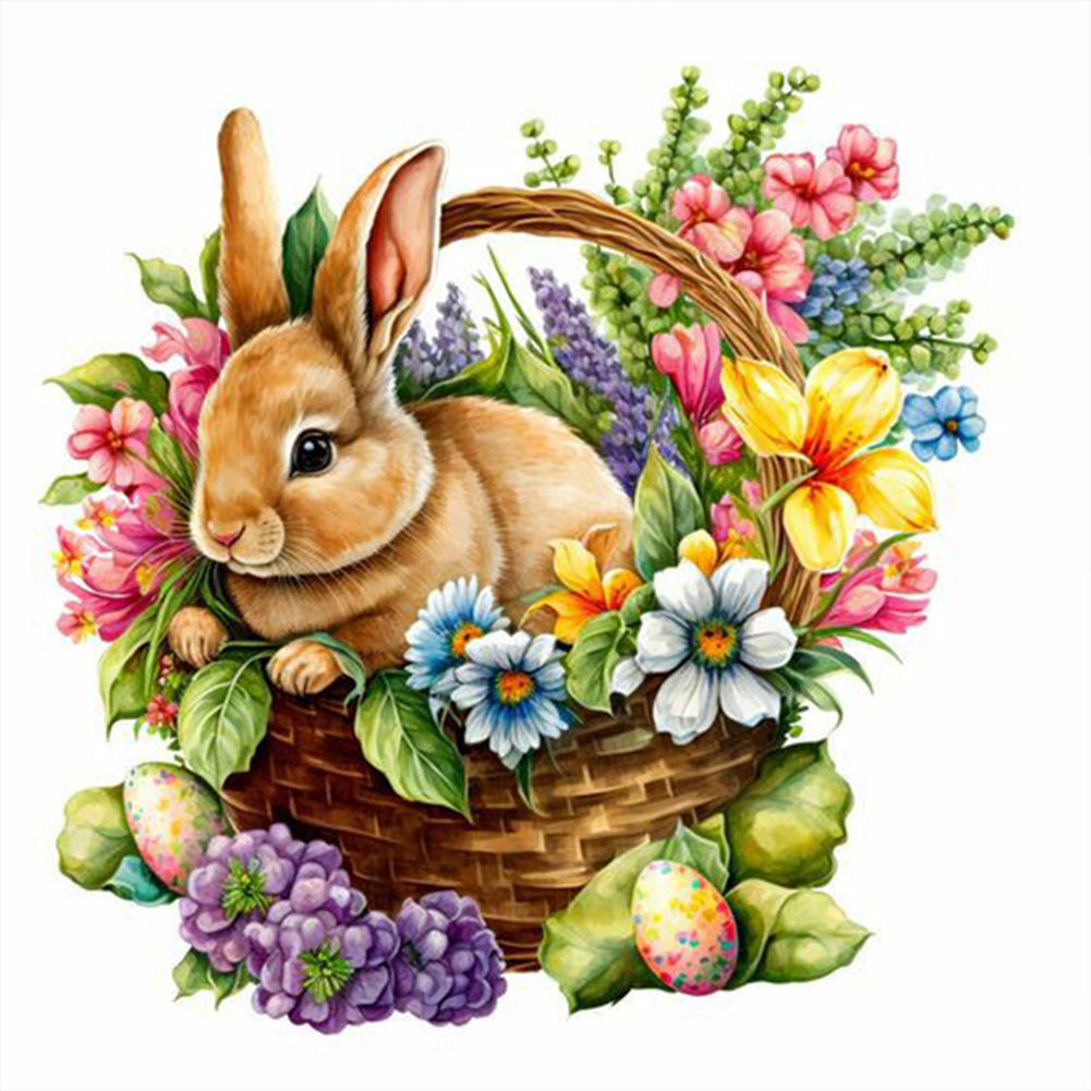 Flower And Rabbit - Full Round Drill Diamond Painting 30*30CM