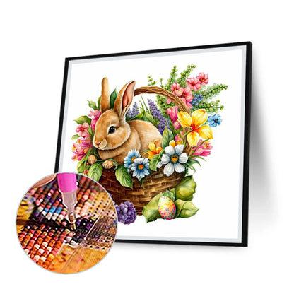 Flower And Rabbit - Full Round Drill Diamond Painting 30*30CM