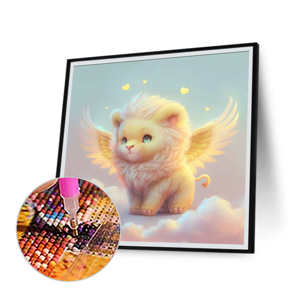 Buff Lion With Angel Wings - Full Round Drill Diamond Painting 30*30CM