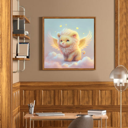 Buff Lion With Angel Wings - Full Round Drill Diamond Painting 30*30CM