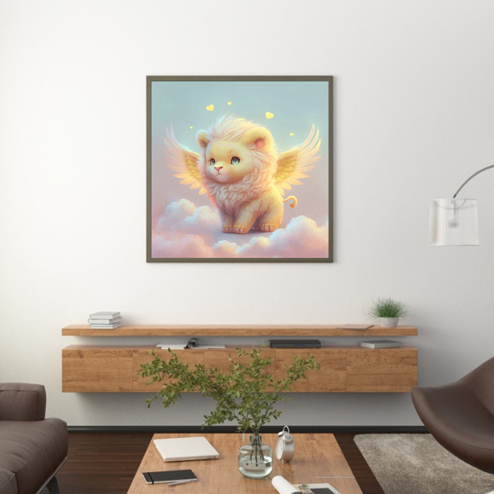 Buff Lion With Angel Wings - Full Round Drill Diamond Painting 30*30CM