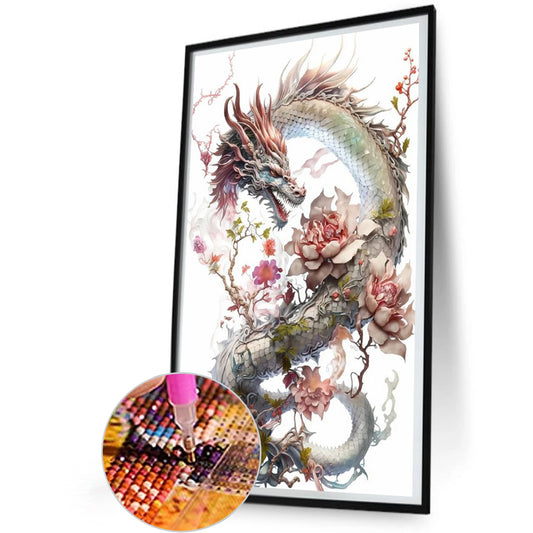 Dragon And Flower - Full Square Drill Diamond Painting 30*50CM
