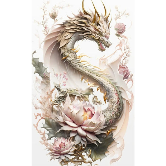 Dragon And Flower - Full Square Drill Diamond Painting 30*50CM