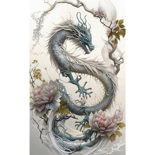 Dragon And Flower - Full Square Drill Diamond Painting 30*50CM