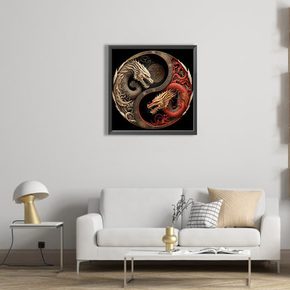 Double Dragon Yin Yang - Full Square Drill Diamond Painting 40*40CM