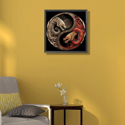 Double Dragon Yin Yang - Full Square Drill Diamond Painting 40*40CM