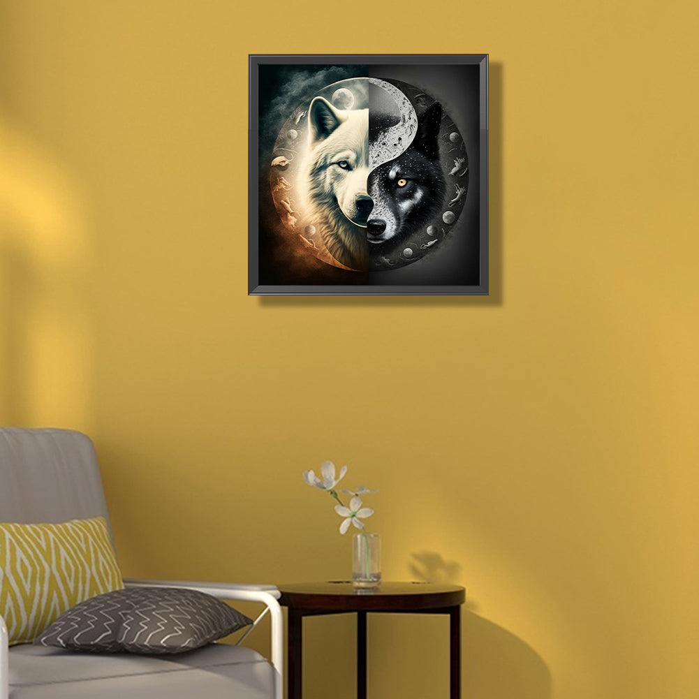 Wolf Yin Yang Diagram - Full Square Drill Diamond Painting 40*40CM