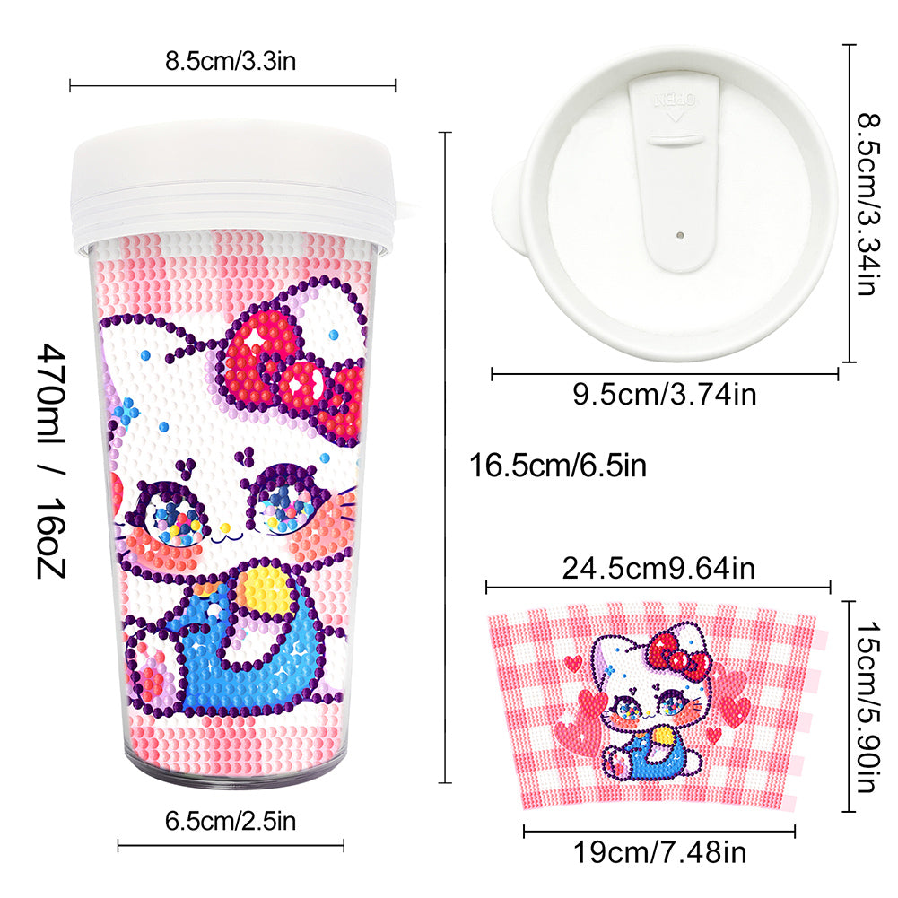 DIY Diamond Painted Water Mug Leak Proof BPA Free for Fitness Sports Outdoors