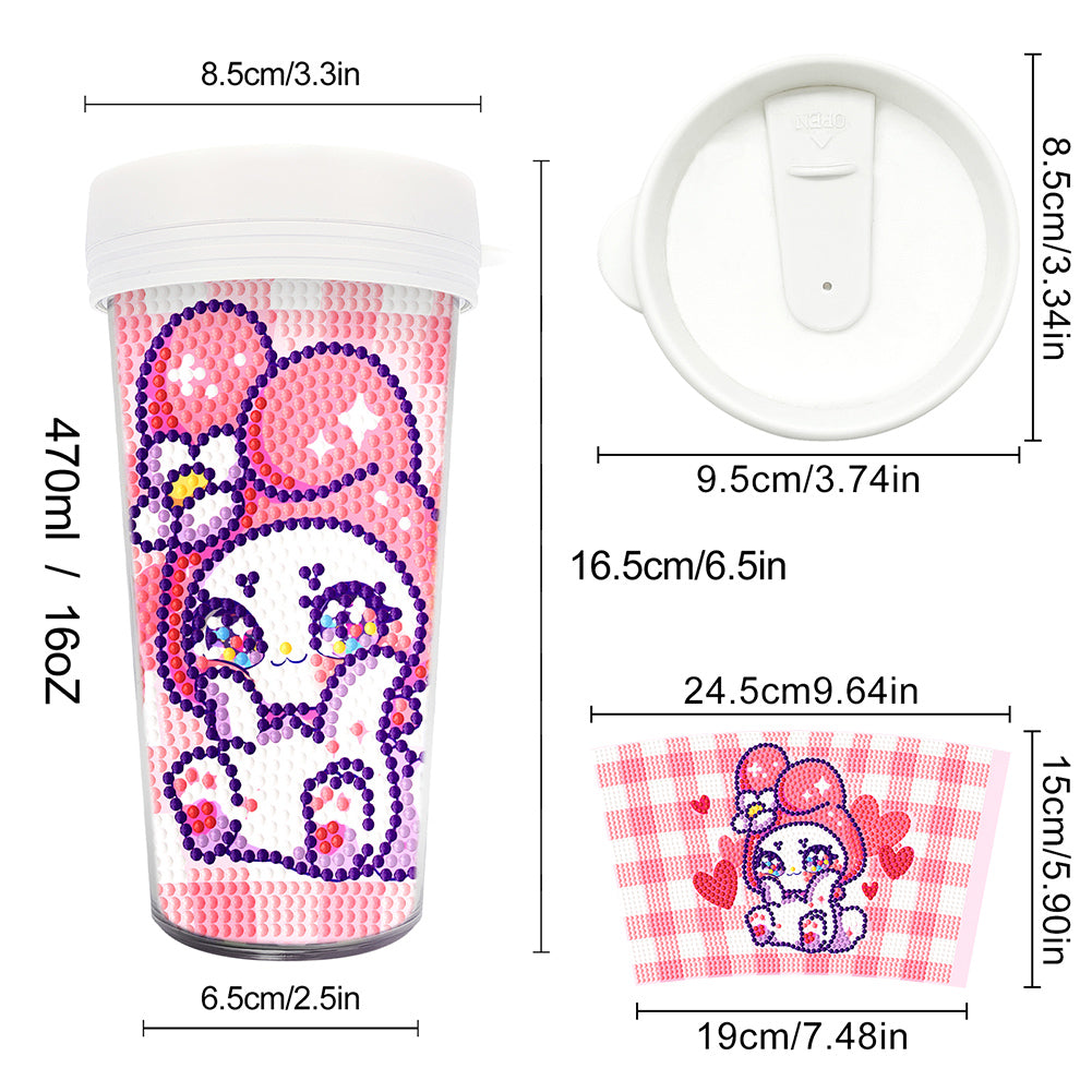 DIY Diamond Painted Water Mug Leak Proof BPA Free for Fitness Sports Outdoors