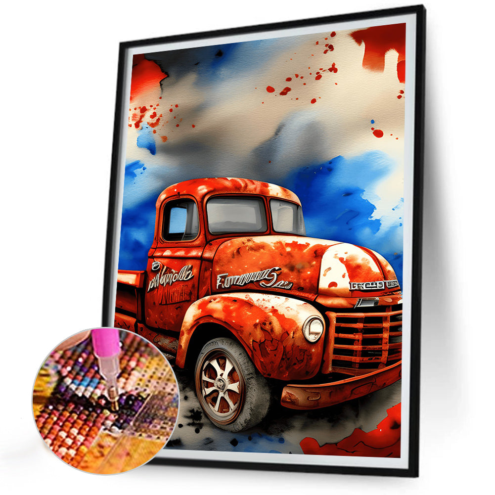 Independence Day Retro Vintage Car - Full Round Drill Diamond Painting 30*40CM