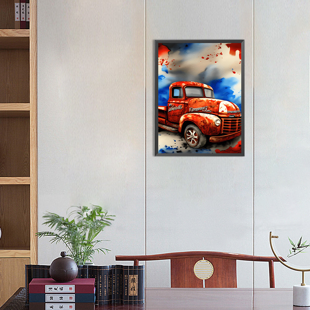 Independence Day Retro Vintage Car - Full Round Drill Diamond Painting 30*40CM