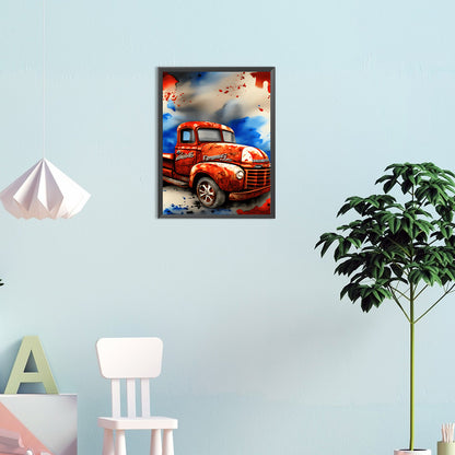 Independence Day Retro Vintage Car - Full Round Drill Diamond Painting 30*40CM