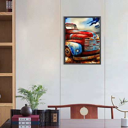 Independence Day Retro Vintage Car - Full Round Drill Diamond Painting 30*40CM