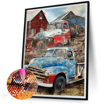 Independence Day Retro Vintage Car - Full Round Drill Diamond Painting 30*40CM