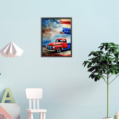 Independence Day Retro Vintage Car - Full Round Drill Diamond Painting 30*40CM