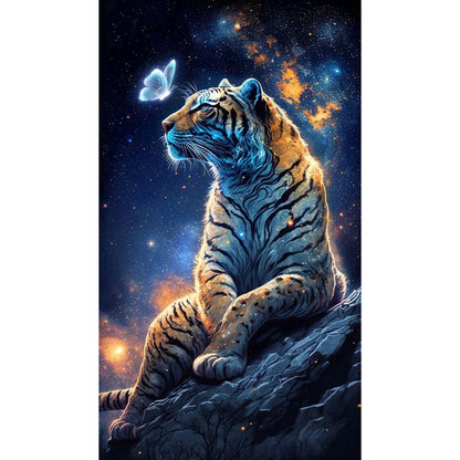 Moonlight Ferocious Tiger - Full Round Drill Diamond Painting 40*70CM