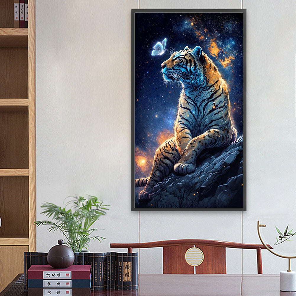 Moonlight Ferocious Tiger - Full Round Drill Diamond Painting 40*70CM