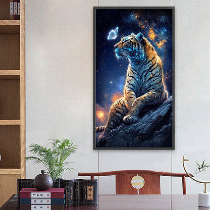 Moonlight Ferocious Tiger - Full Round Drill Diamond Painting 40*70CM