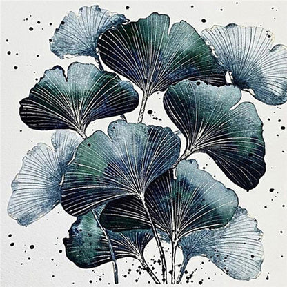 Ink Painting Ginkgo Leaf - Full Round Drill Diamond Painting 30*30CM