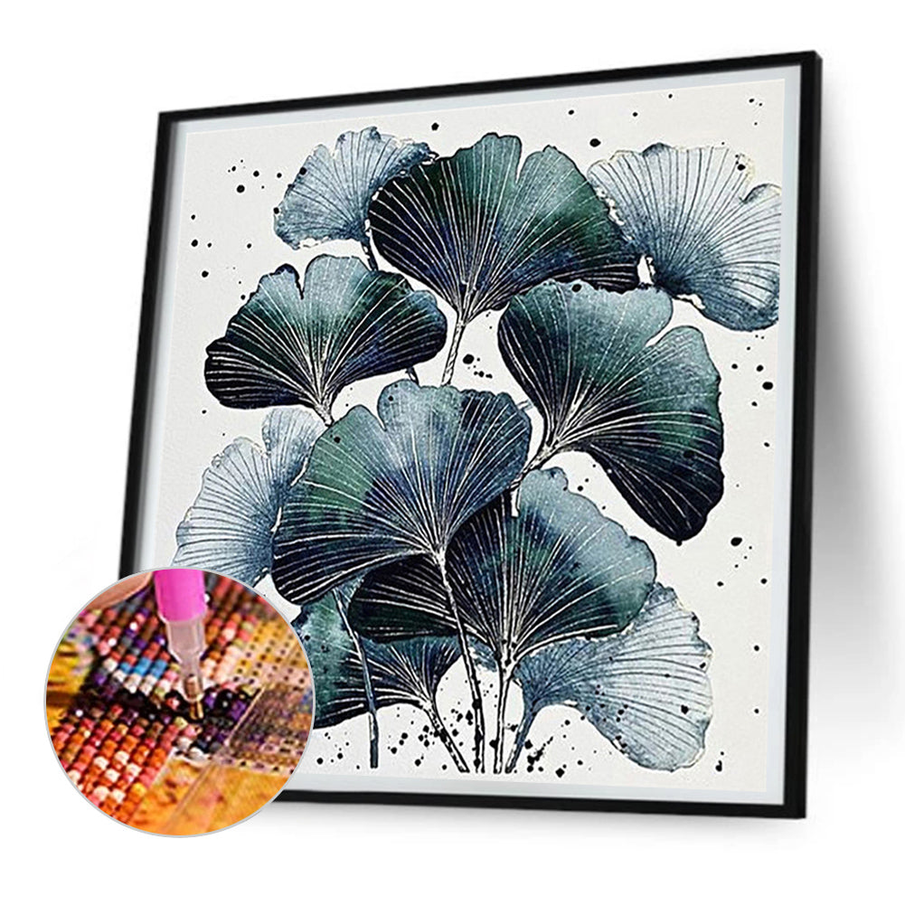 Ink Painting Ginkgo Leaf - Full Round Drill Diamond Painting 30*30CM