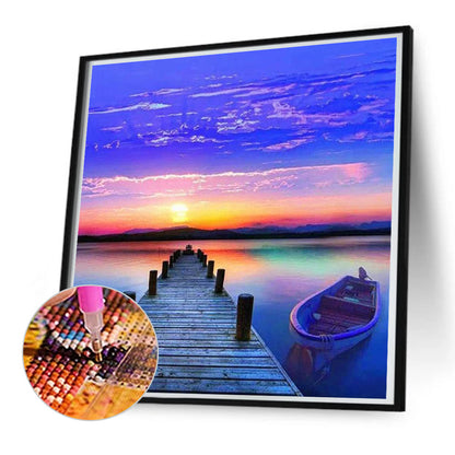 Sunset Bridge - Full Round Drill Diamond Painting 50*50CM