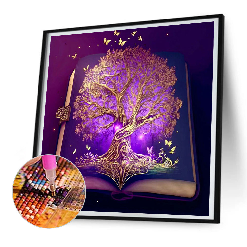 Tree Of Wisdom In Book - Full Round Drill Diamond Painting 30*30CM